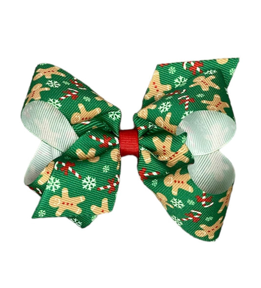 Medium Green Gingerbread Man Bow