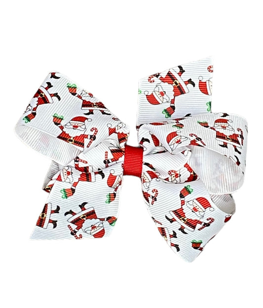 Medium White Santa w Present Bow