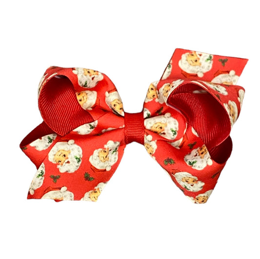 Medium Red Vintage Santa Overlay Bow