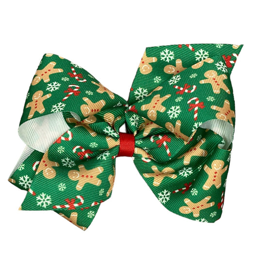 Green Gingerbread Man Bow