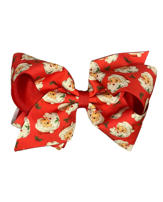 Red Vintage Santa Overlay Bow