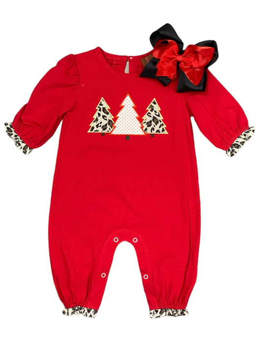 Leopard Christmas Tree Romper