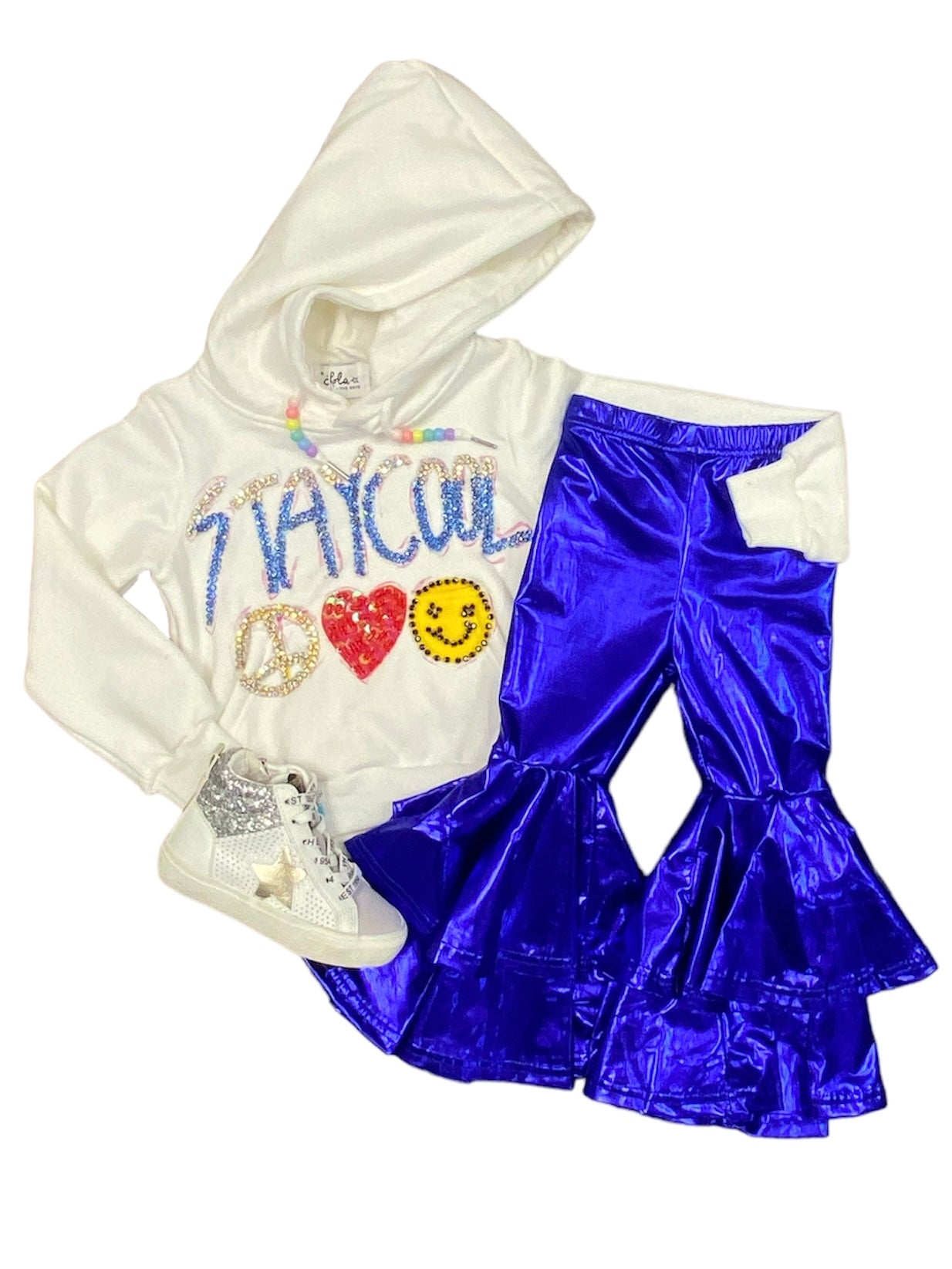 Royal Blue Metallic Bell Bottoms