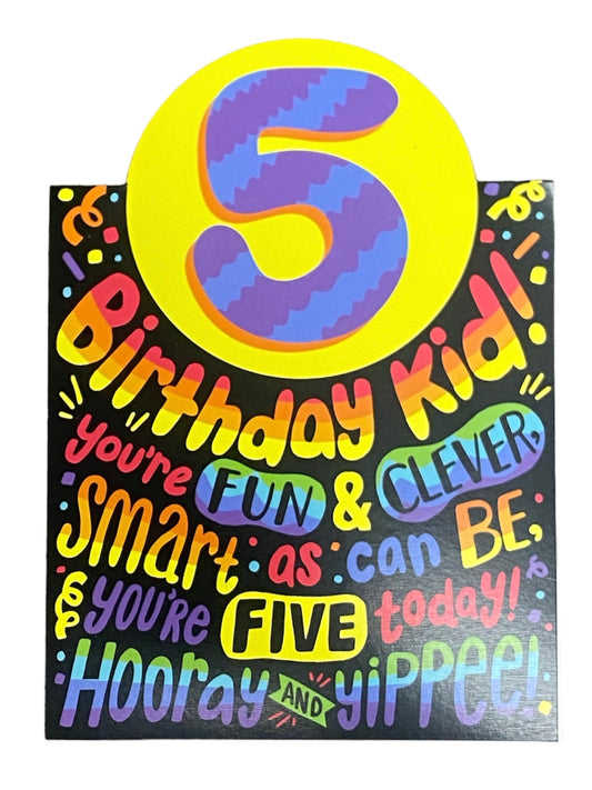 5th Birthday Neon Lettering Card