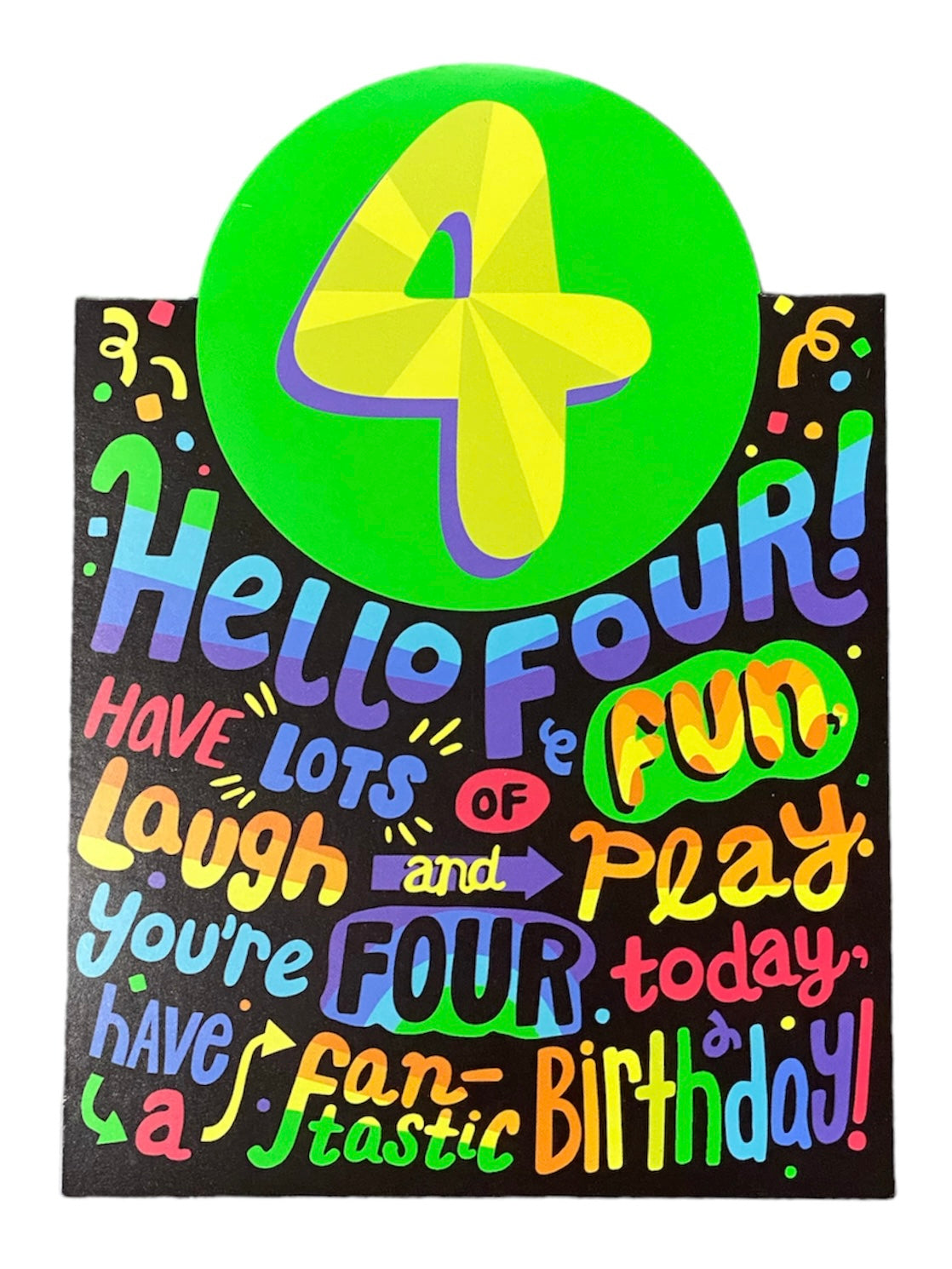 4th Birthday Neon Lettering Card