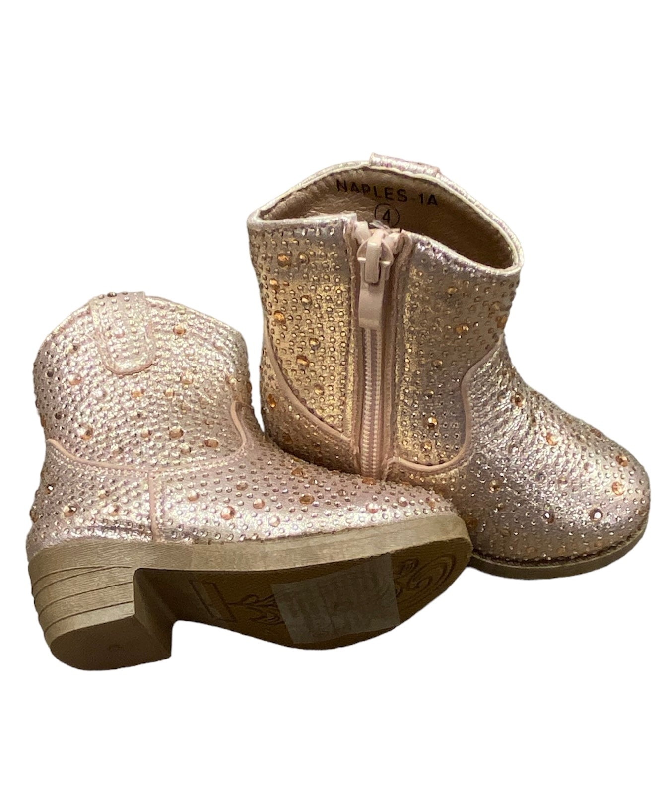 Pink Rhinestone Rounded Boot - Short