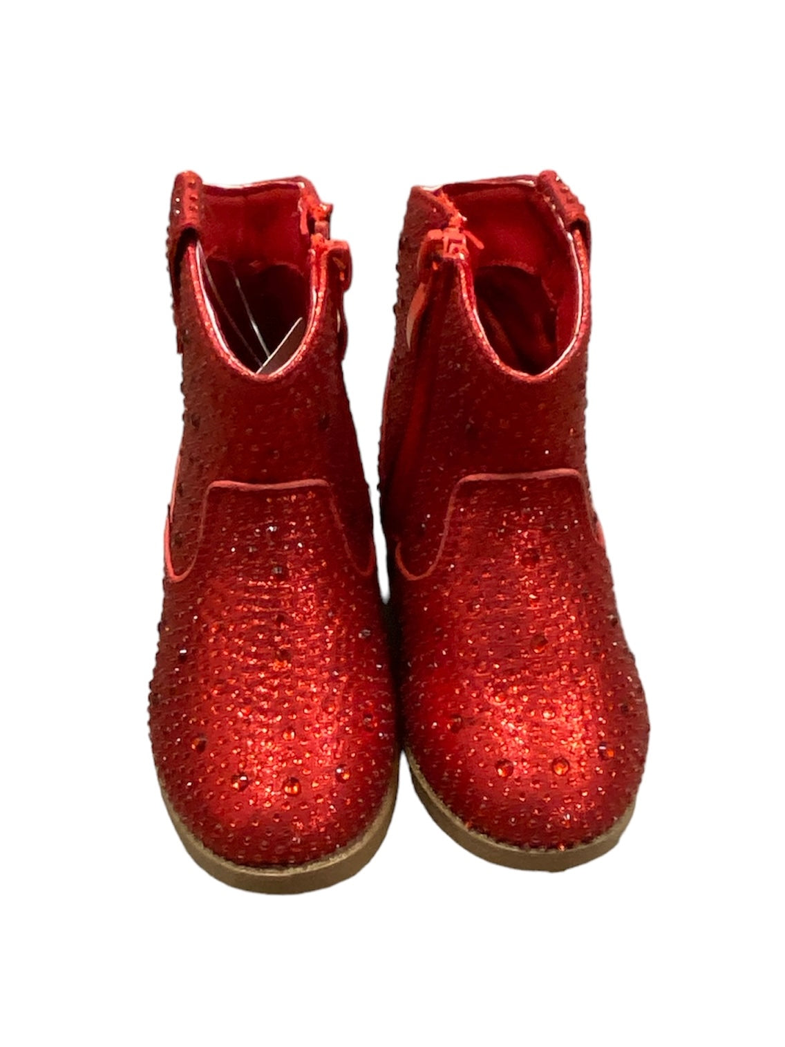 Red Rhinestone Rounded Boot - Short