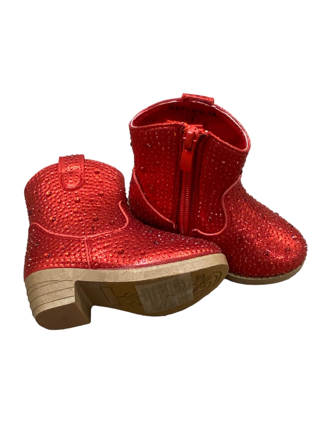 Red Rhinestone Rounded Boot - Short