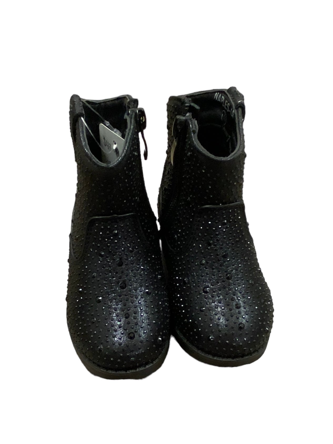 Black Rhinestone Rounded Boot - Short