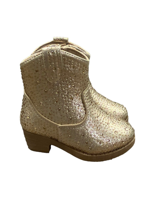 Gold Rhinestone Rounded Boot - Short