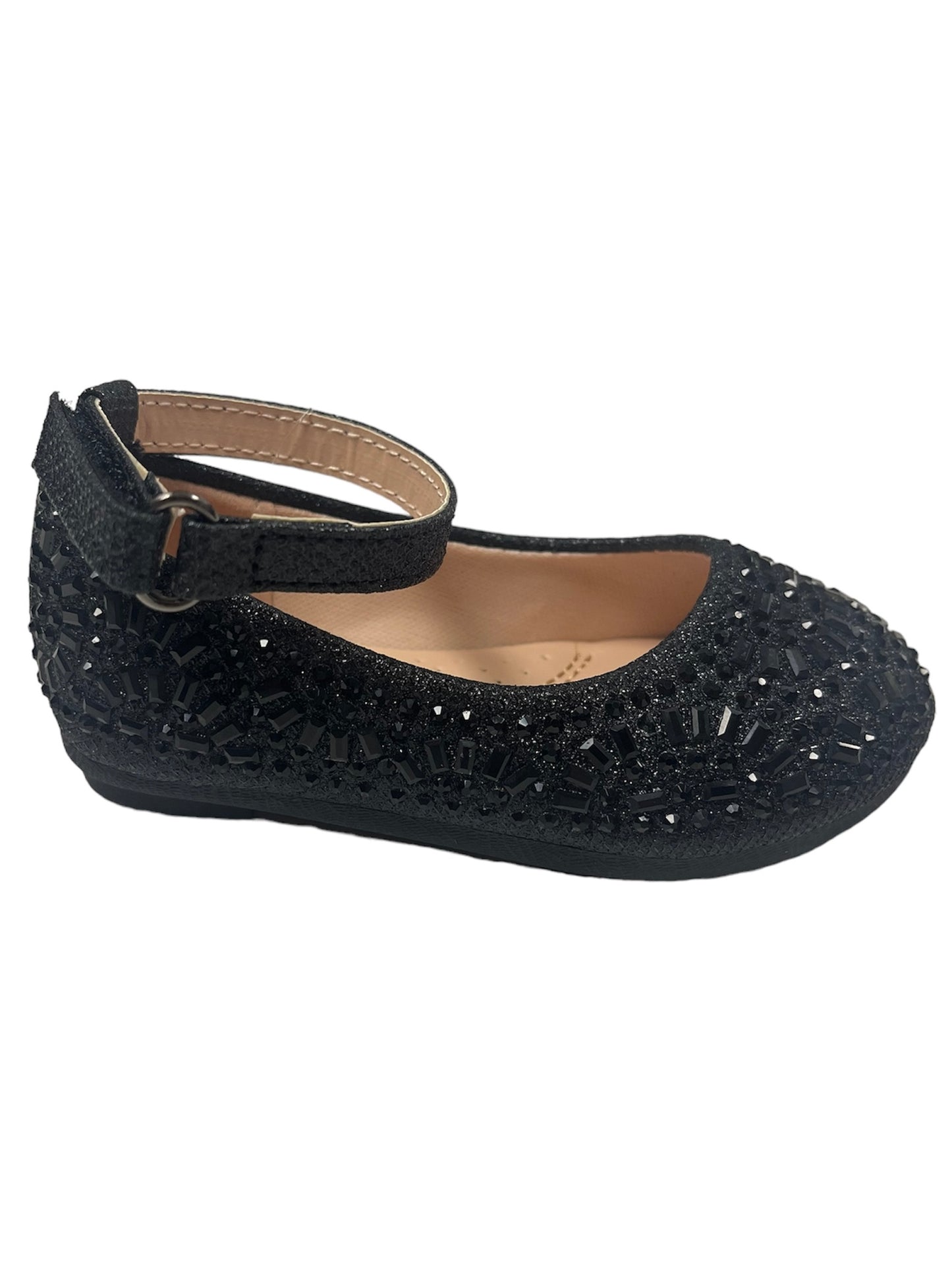 Black Rhinestone Flats