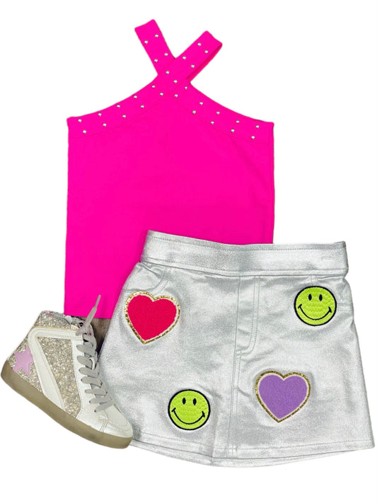 Pink Crossover Studded Tank