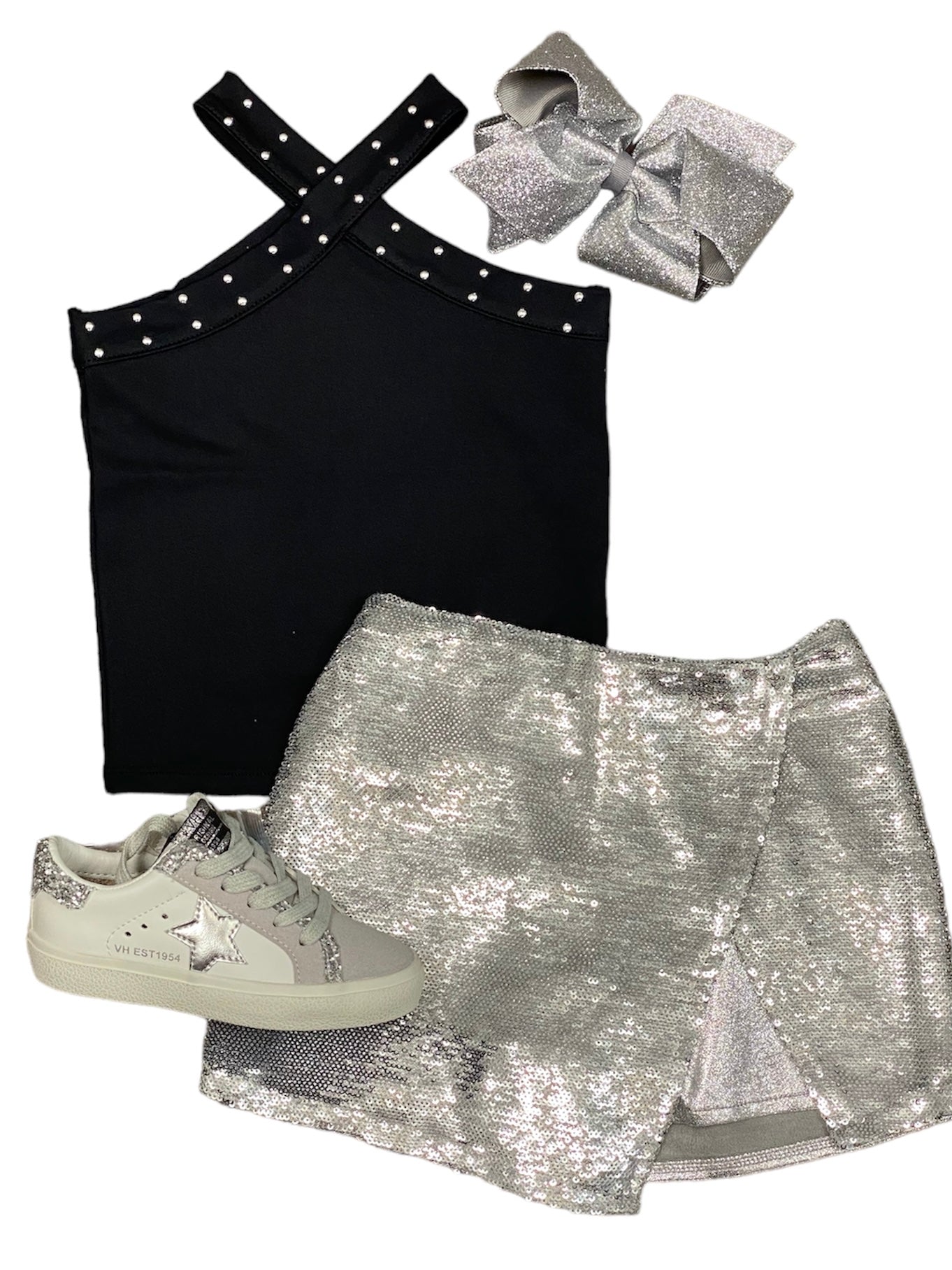 Silver Sequin Skort