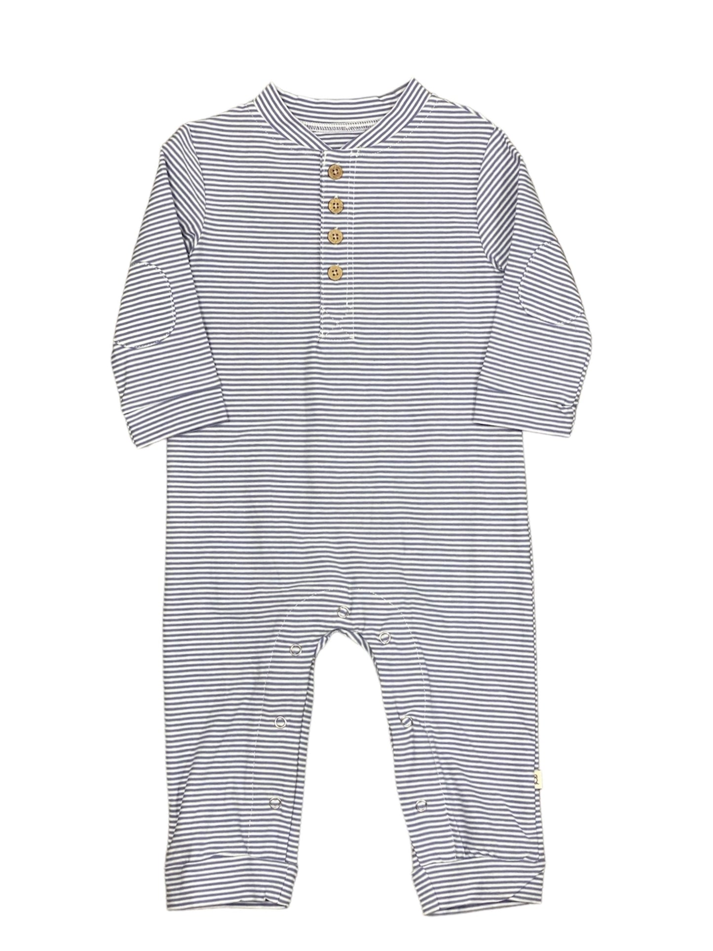 Grey/White Stripe Henley Romper