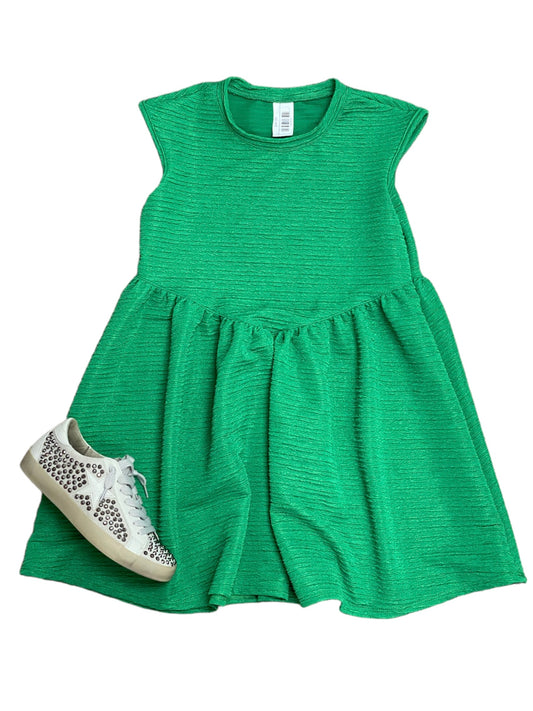 Kelly Green Crinkled Knit Dress