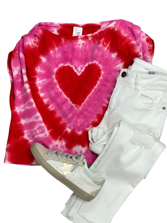 Tie Dyed Pleated Heart Top