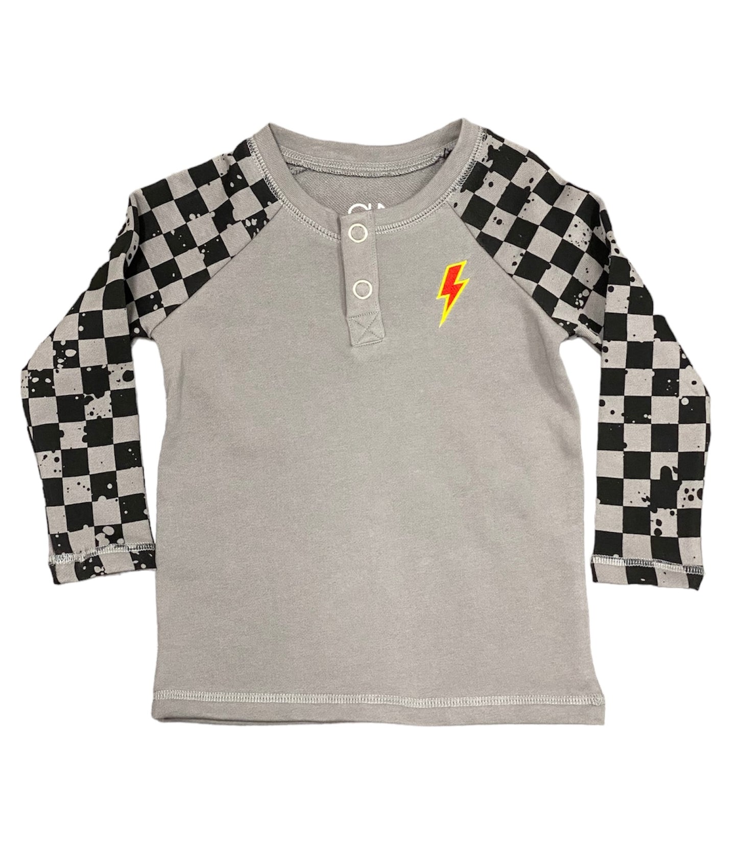 Gray Checker Splatter LS Shirt