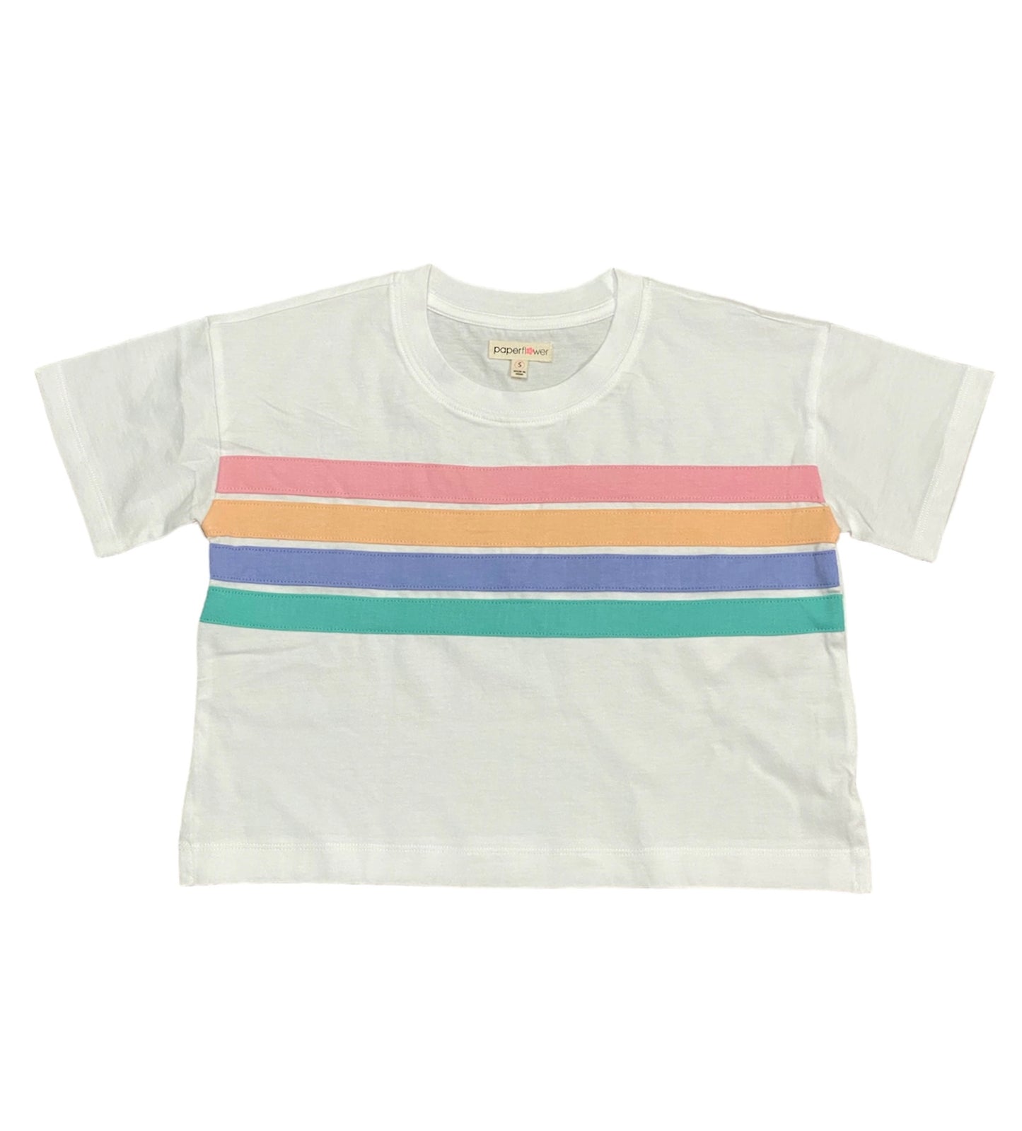 White Rainbow Stripe Tee