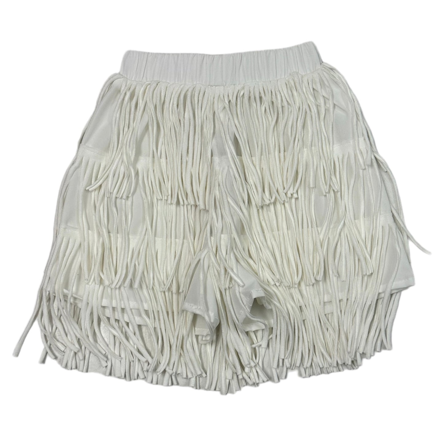 White Fringe Shorts