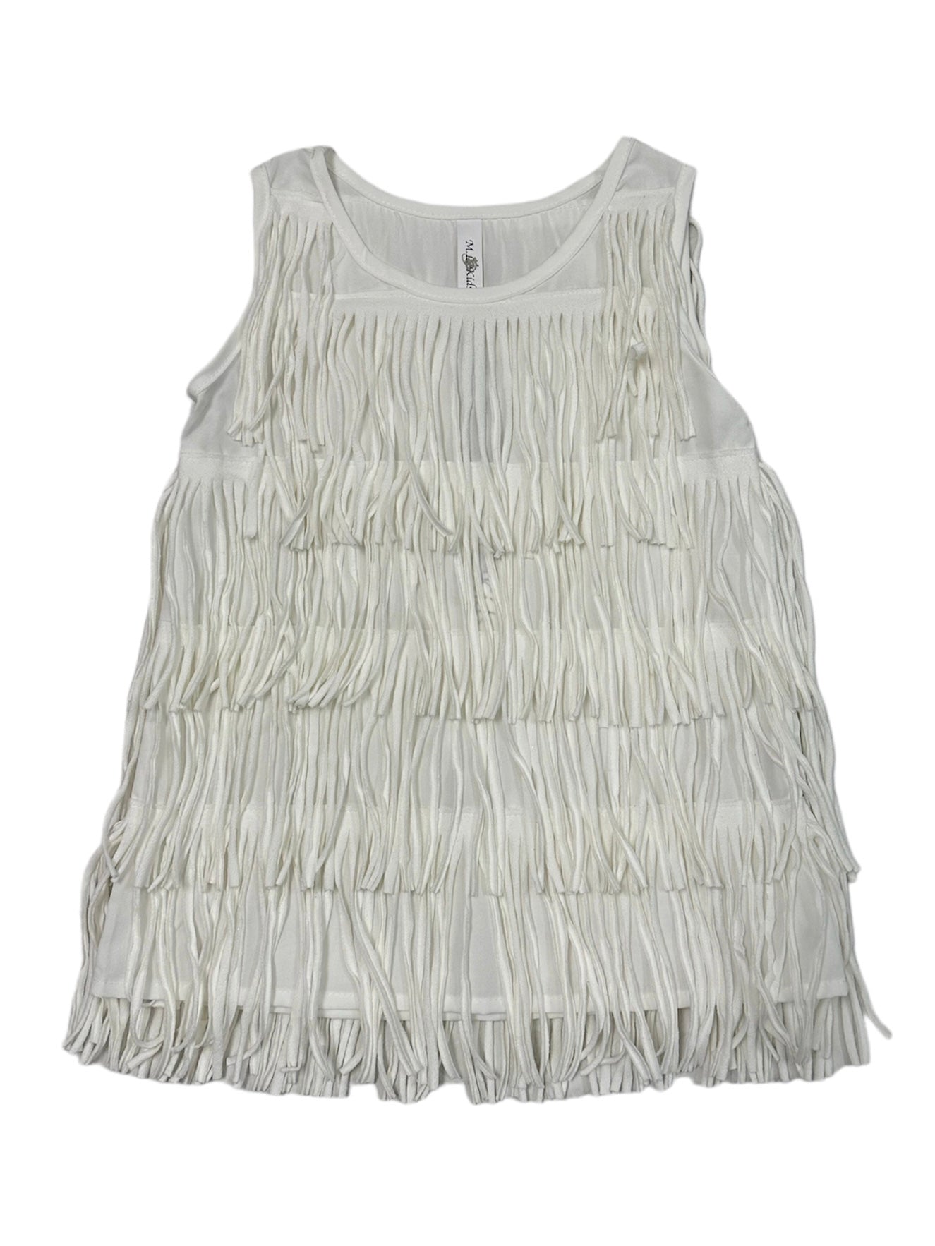 White Sleeveless Fringe Dress