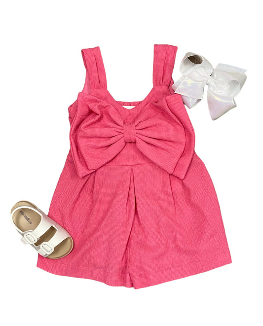 Hot Pink Bow Romper