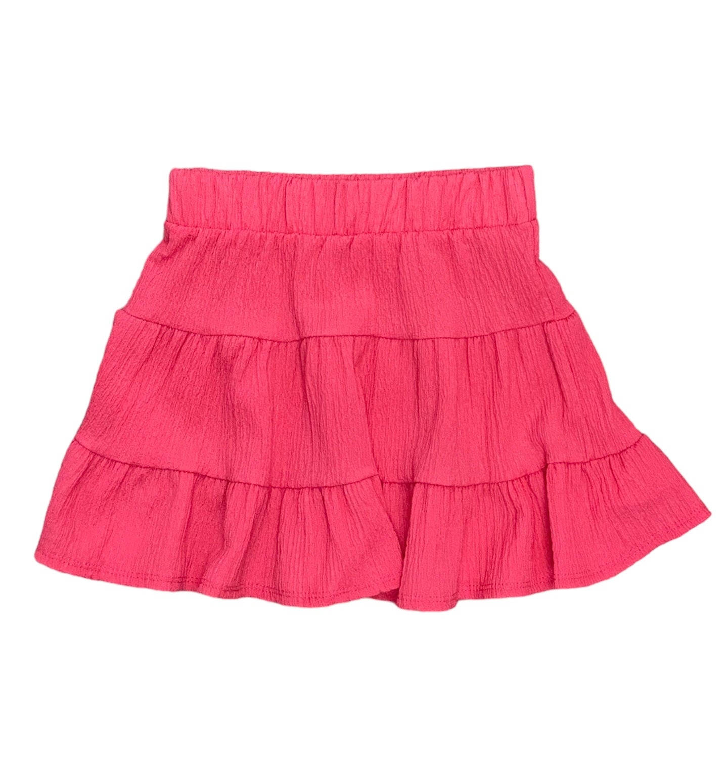 Hot Pink Crinkled Tiered Skirt