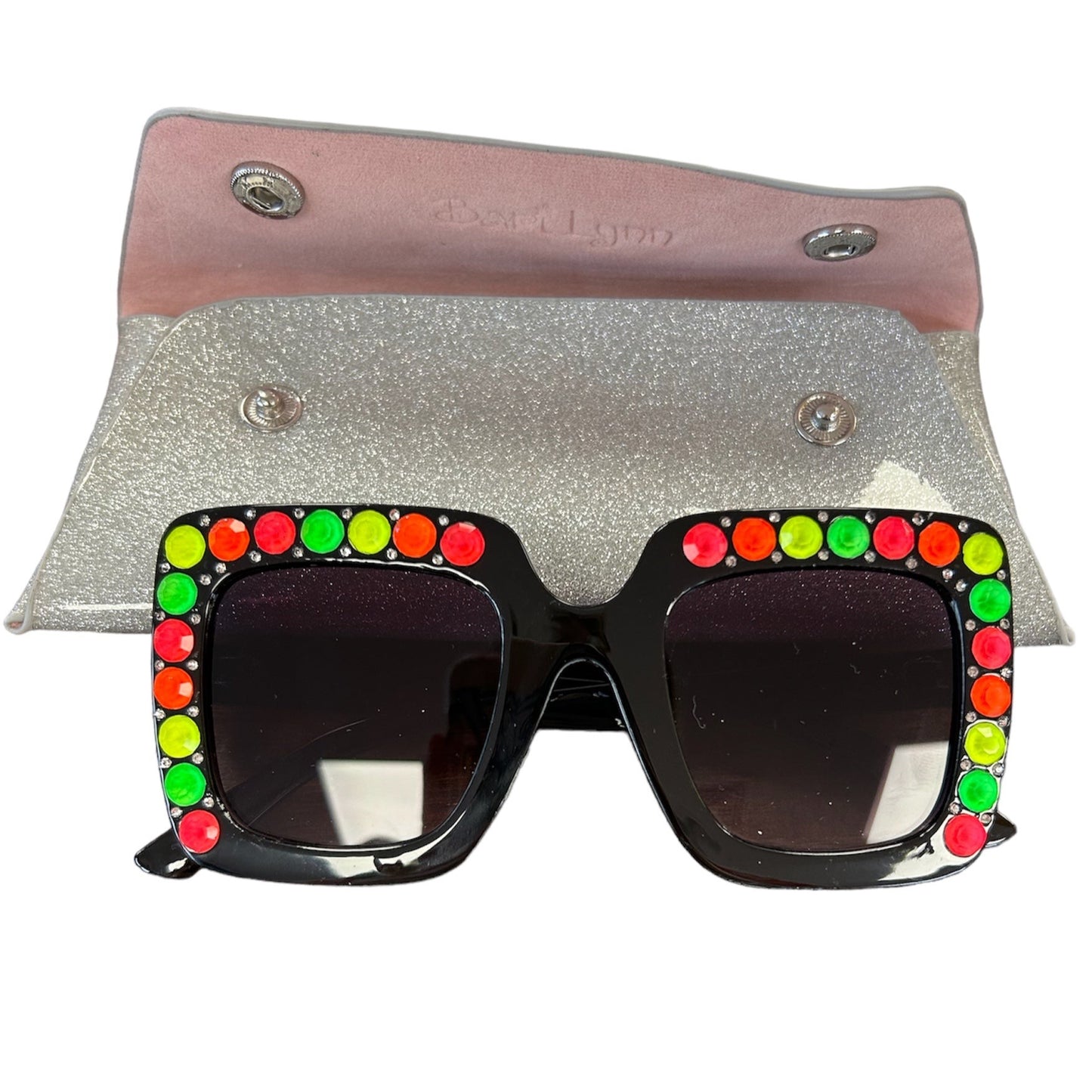 Half Crystalized Square Sunglasses