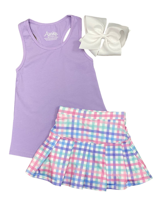 Blue Sky Plaid Tennis Skort