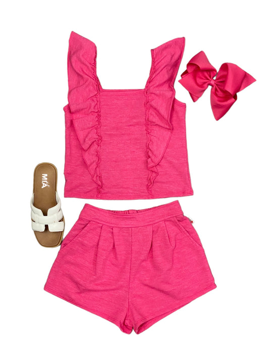 Hot Pink Pleated Shorts