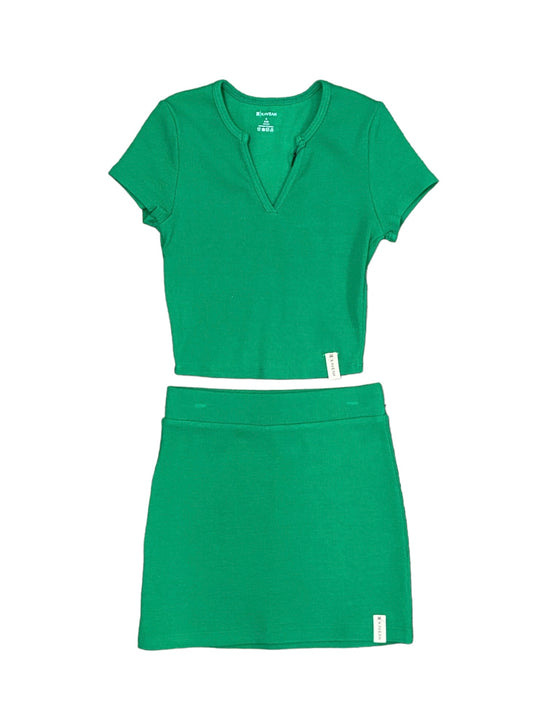 Green Ribbed Skirt