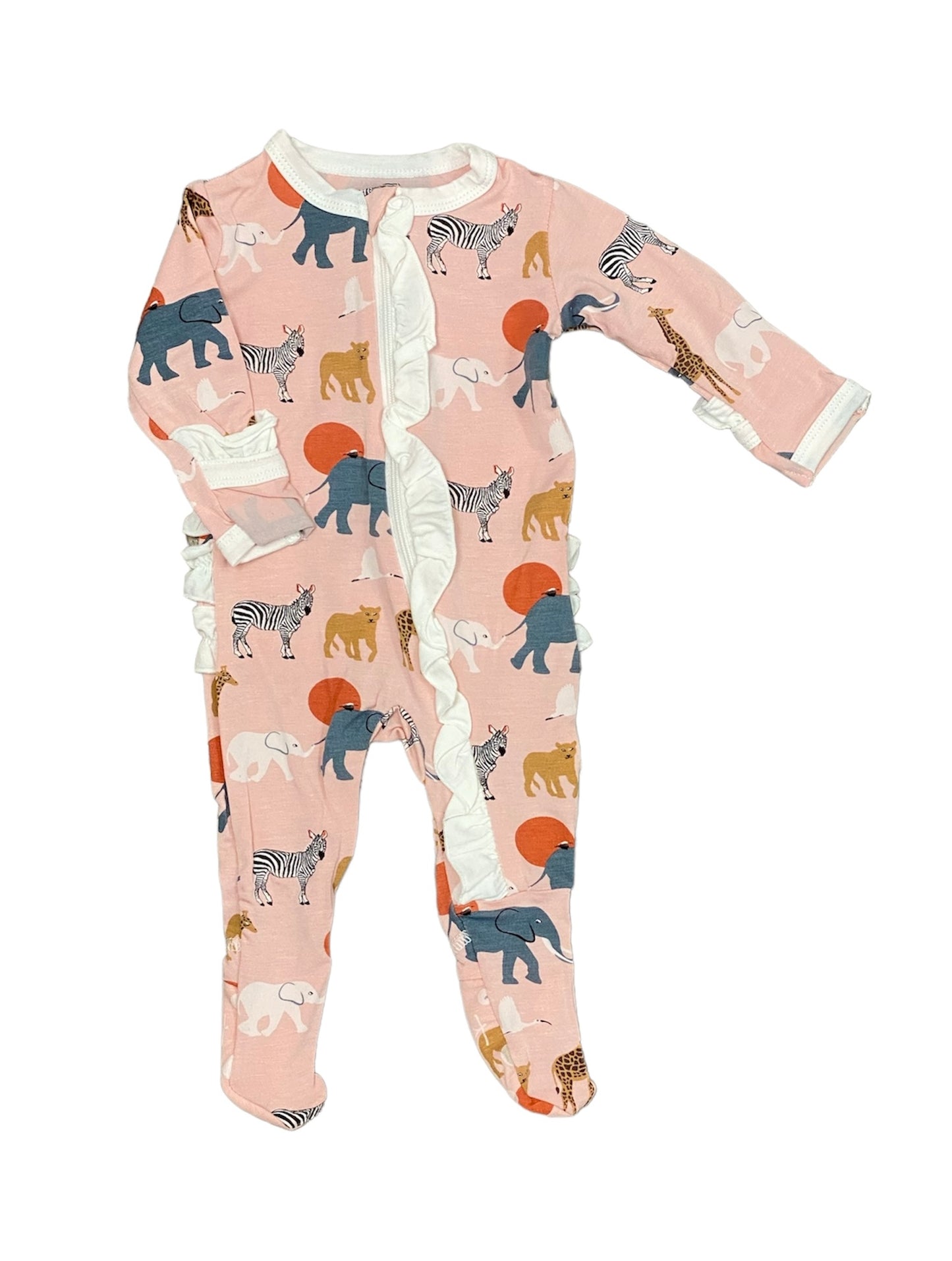 Rose Animal Ruffle 2 Way Zip Footie