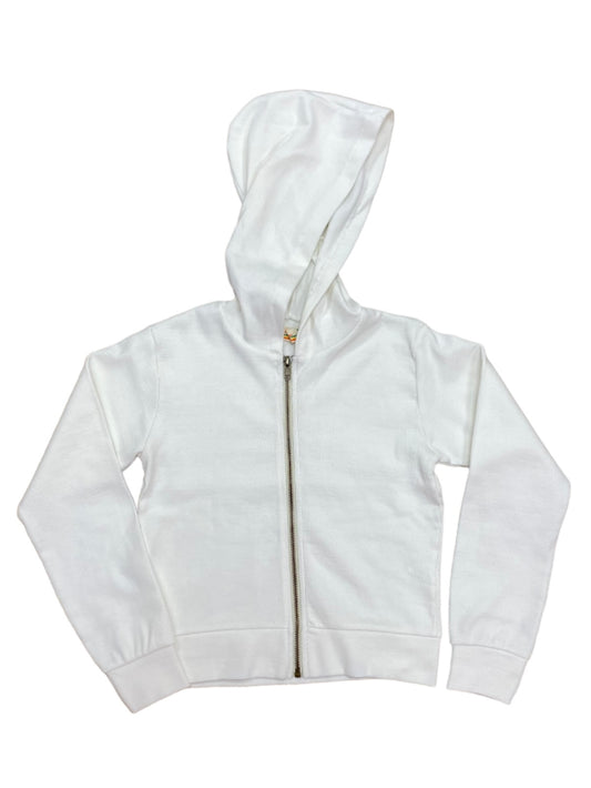 Ivory Ribbed Crop Zip Hoodie