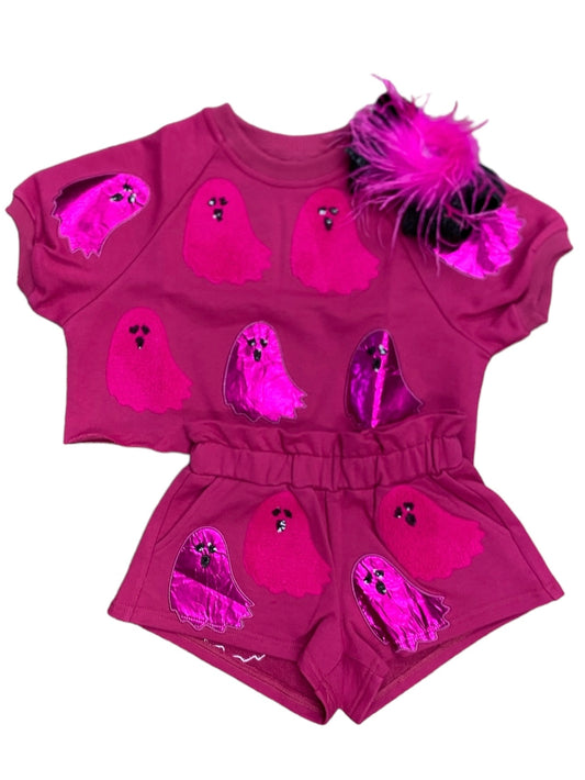 QOS Kids Pink Fuzzy Ghost Set