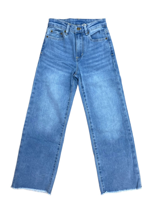 Wide Leg Fray Hem Jeans