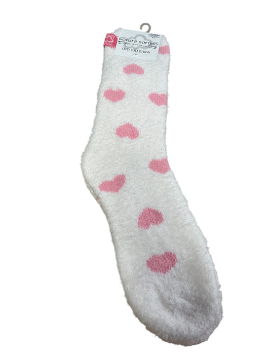 Pink Up/Down Heart Fuzzy Socks
