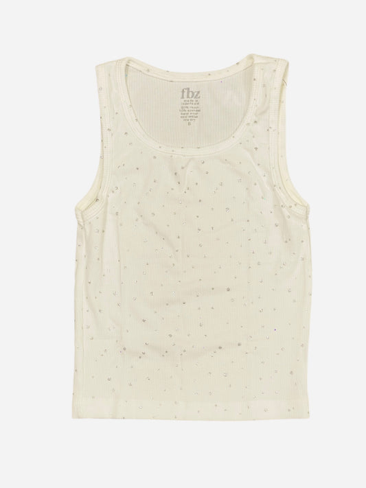 White W Silver Sparkle Tank