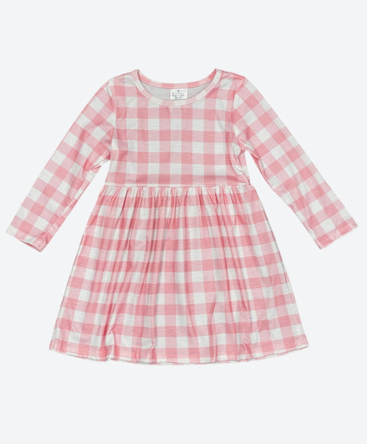 Pink Gingham Twirl Dress