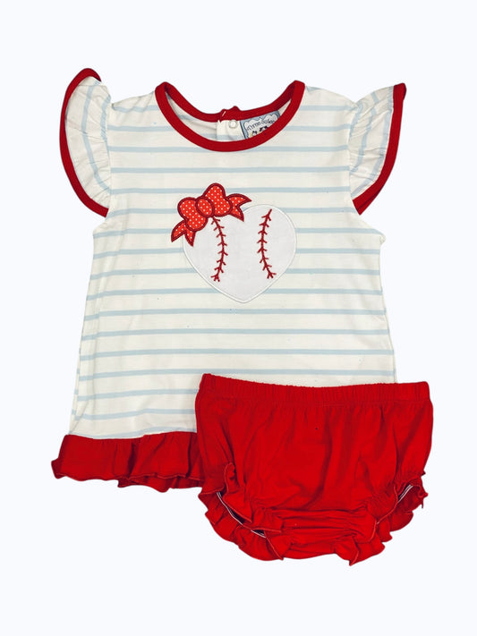 Baseball Girls Appliqué Bloomer Set