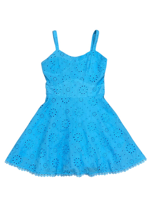 Neon Turquoise Eyelet Dress