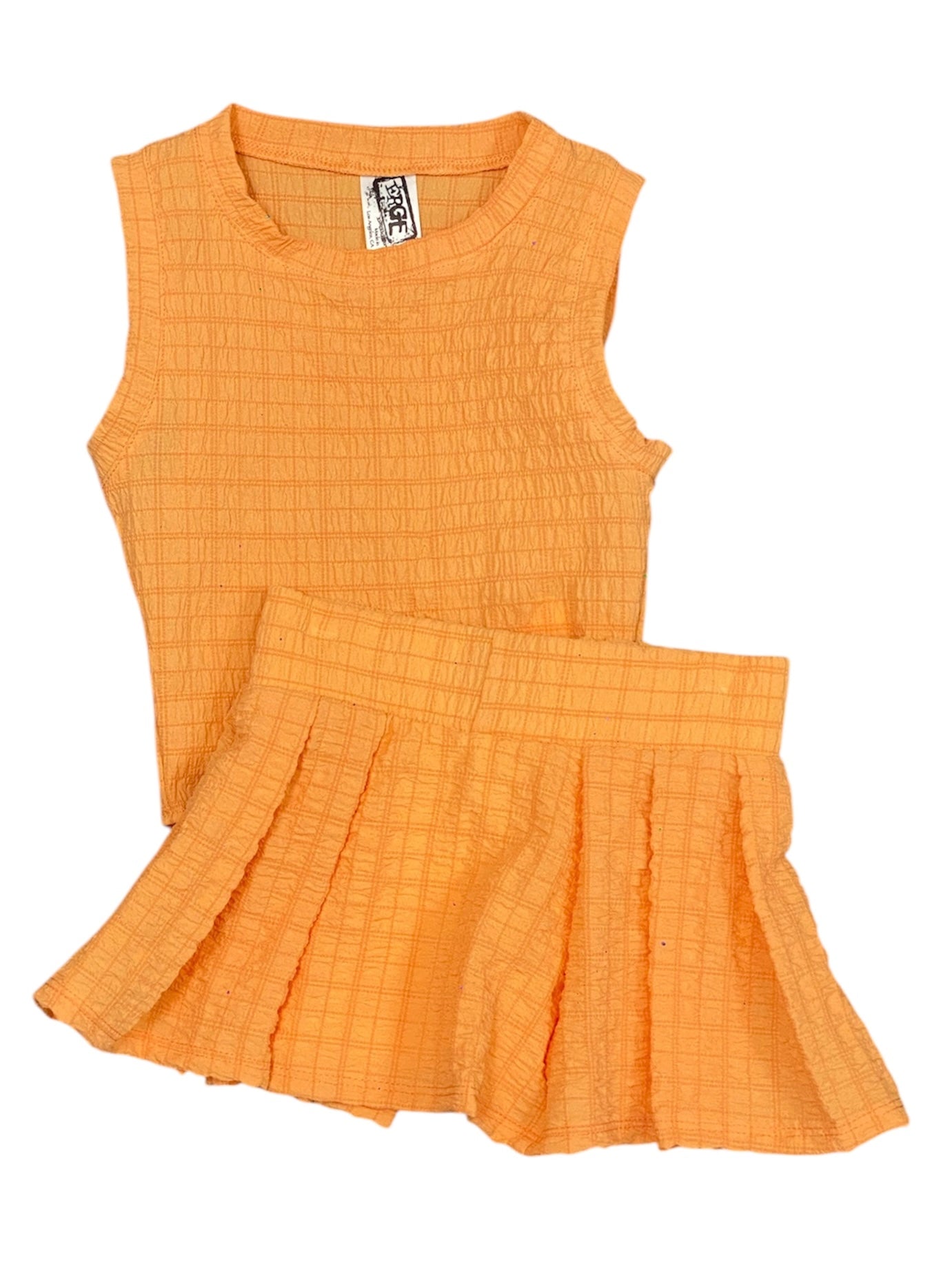 Orange Gauze Checkered Skort