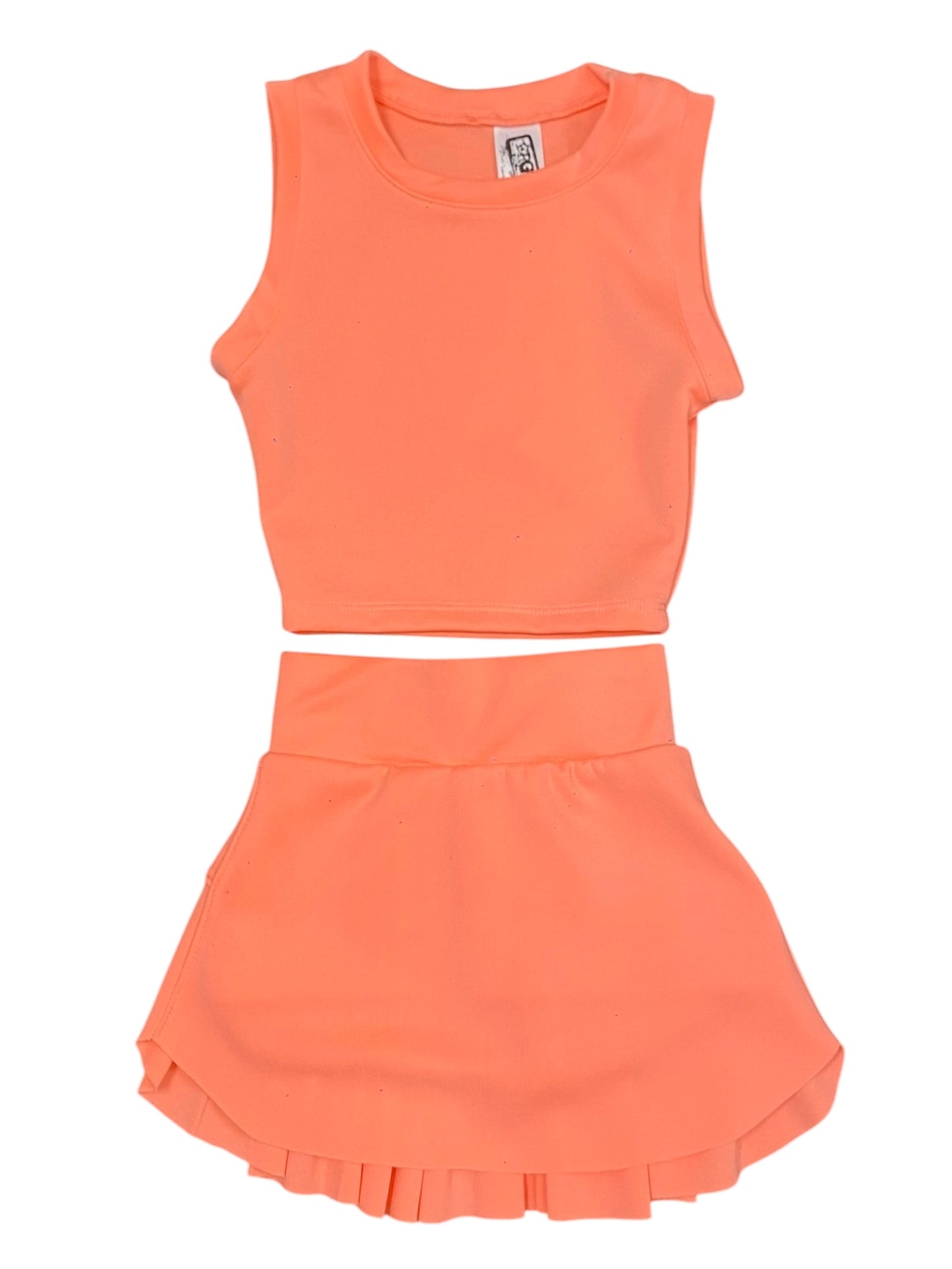 Neon Coral Pleated Skort