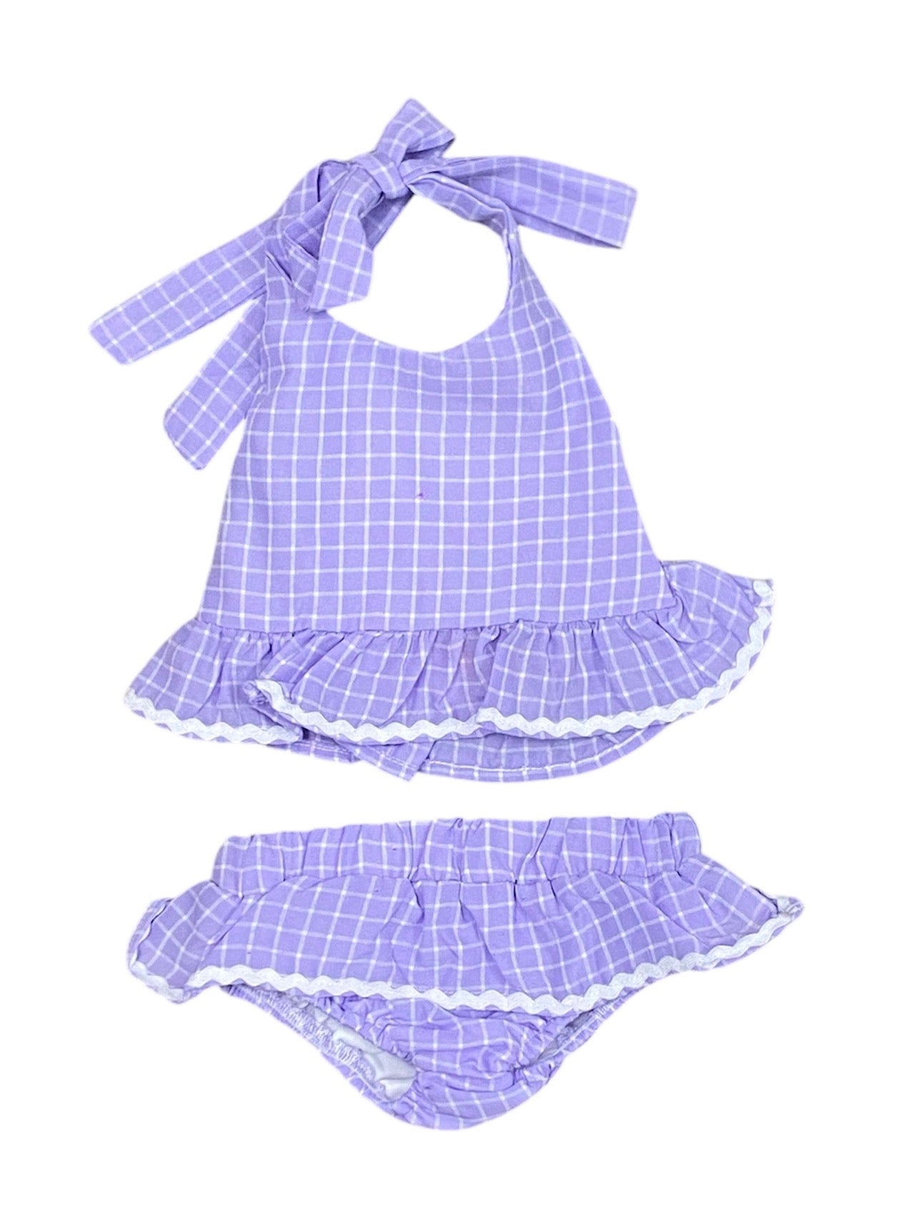 Purple Gingham 2 Piece Swim