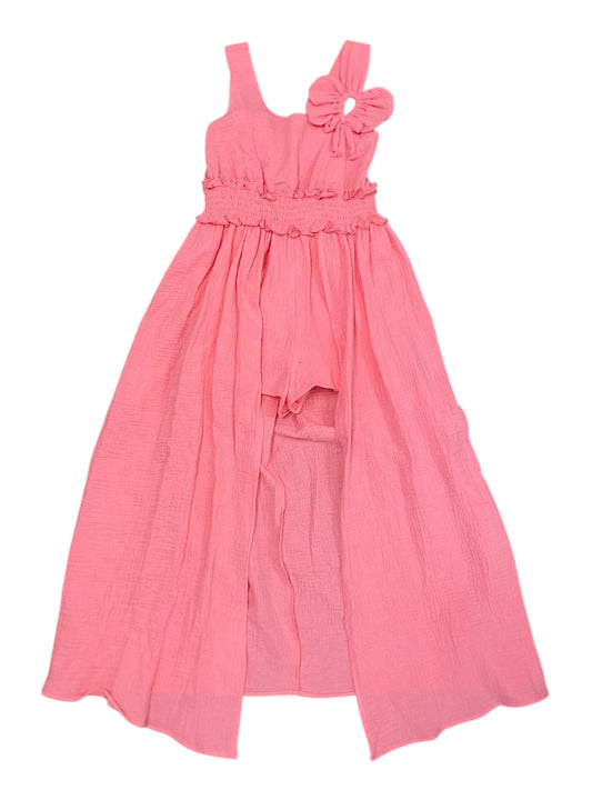 Coral Bow Romper