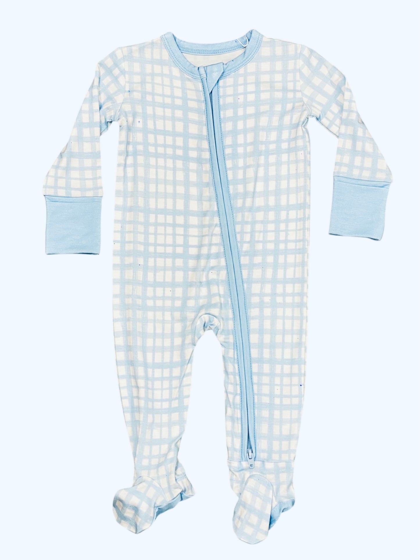Blue Plaid Convertible Footie