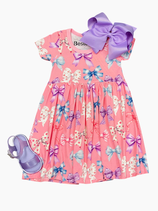 Pink Bows Bamboo Dress
