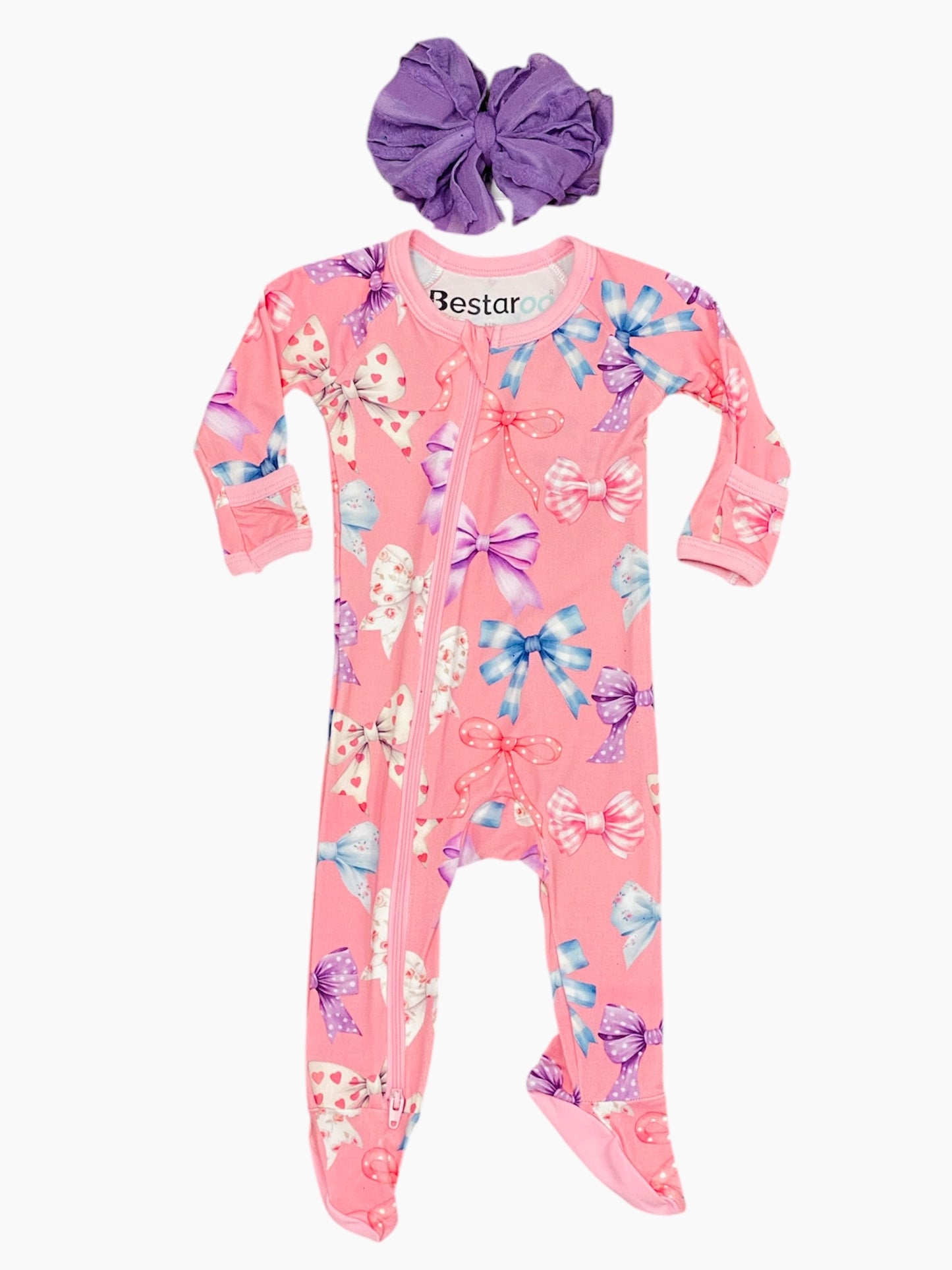 Pink Bows Footie