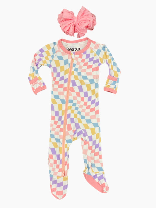 Twisted Checks Pastel Footie