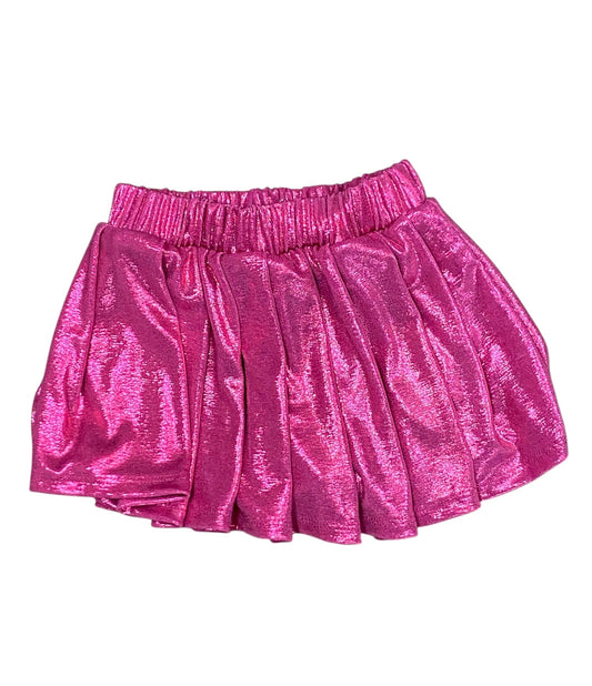 Fuchsia Foil Pleated Skort