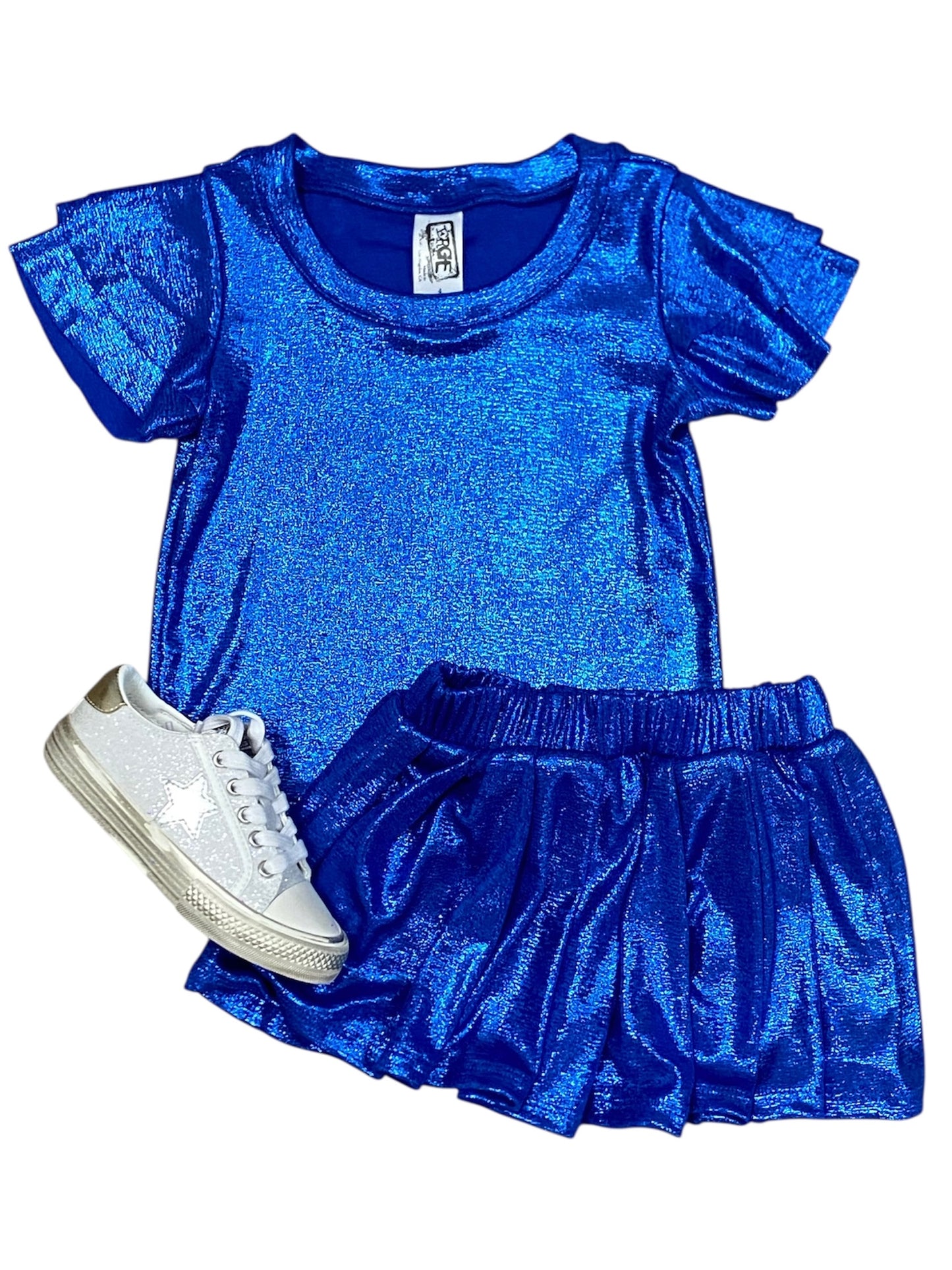 Royal Blue Foil Pleated Skort