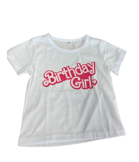 White & Pink Birthday Girl T-Shirt
